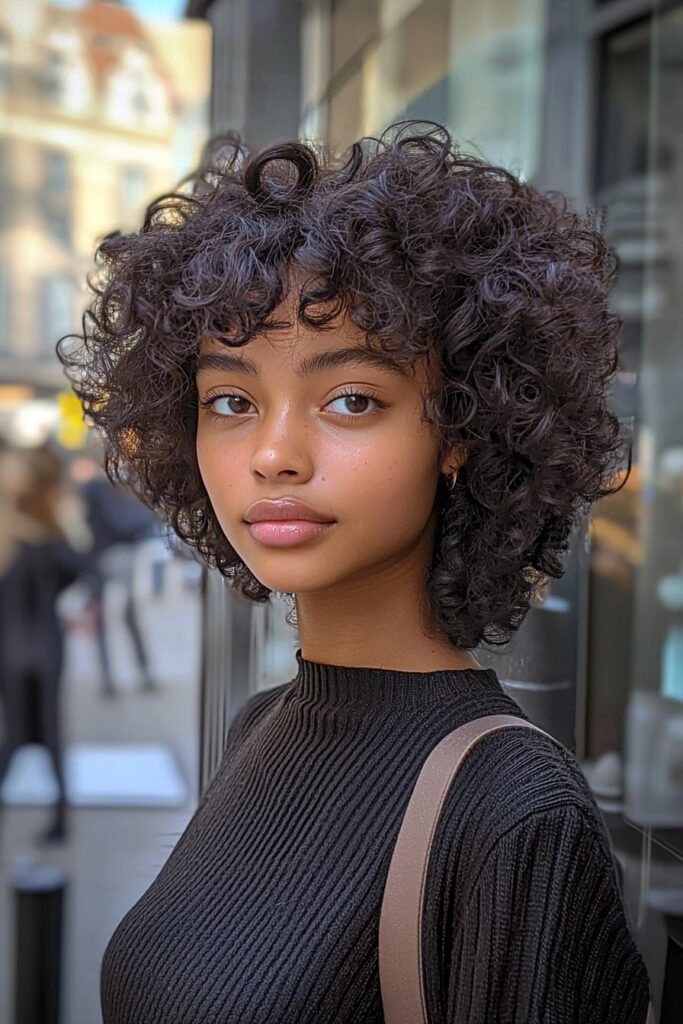 Natural protective hairstyle showcasing voluminous curly twist-out with defined curls