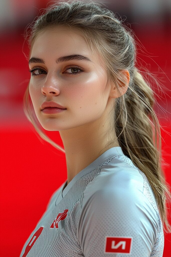 basketball player showing textured ponytail with short sides