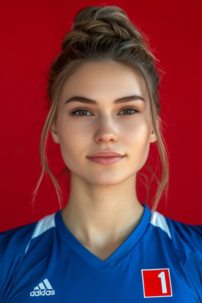 basketball top knot hairstyle with messy bun player uniform