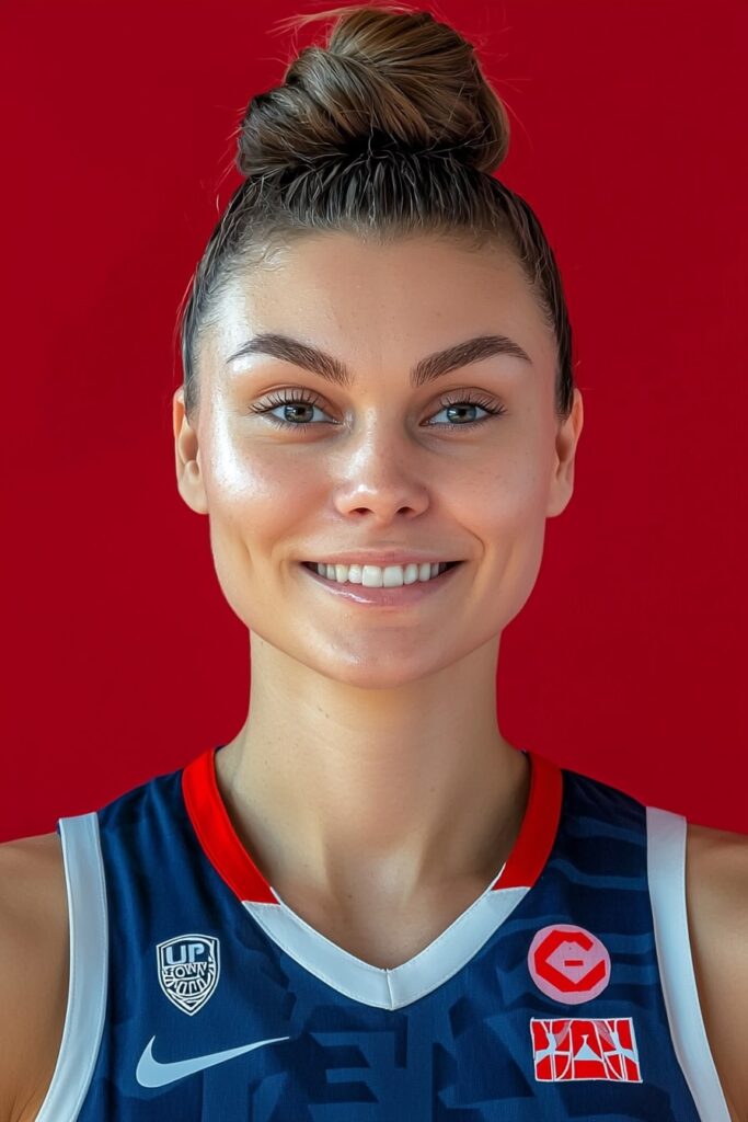 Easy basketball top knot hairstyle without braids for players