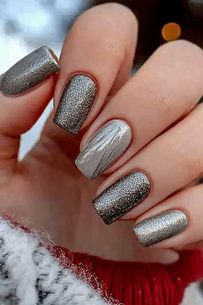 Greige nails exuding cozy winter aesthetics