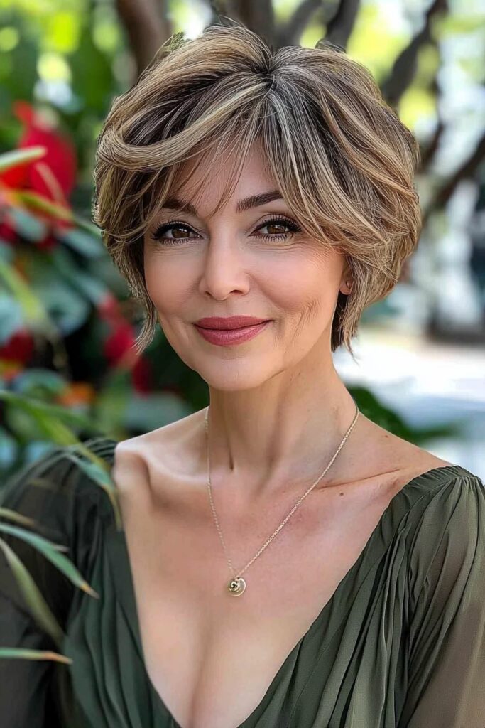 Layered crown volume edgy choppy pixie cuts over 50