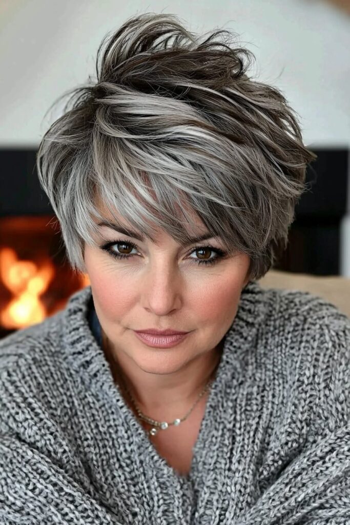 Messy tapered edgy choppy pixie cuts over 50