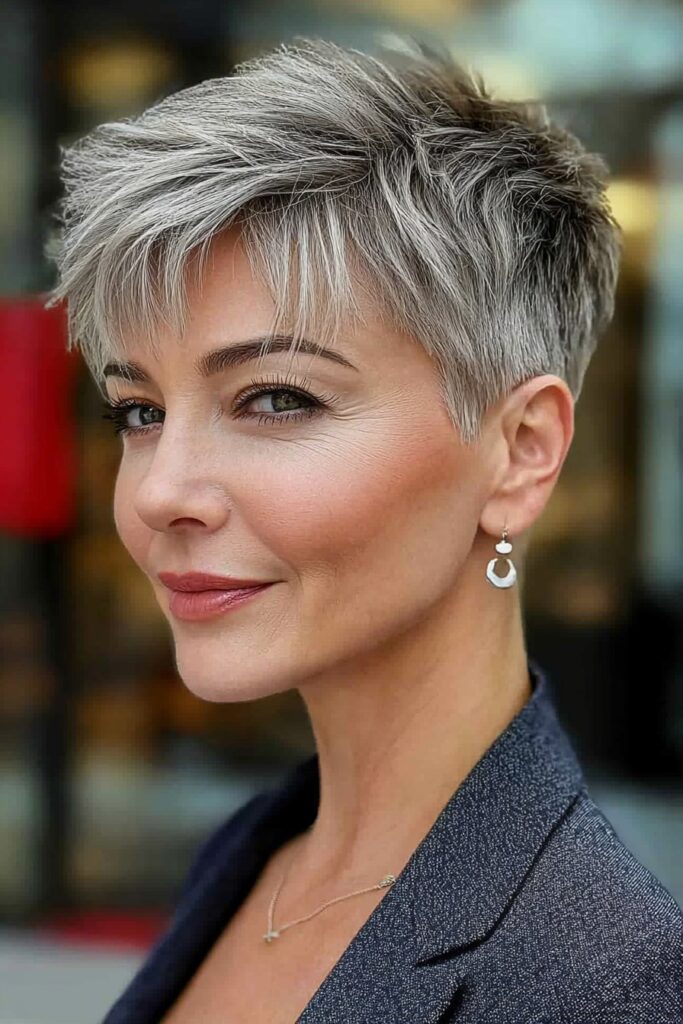 Textured crown edgy choppy pixie cuts over 50