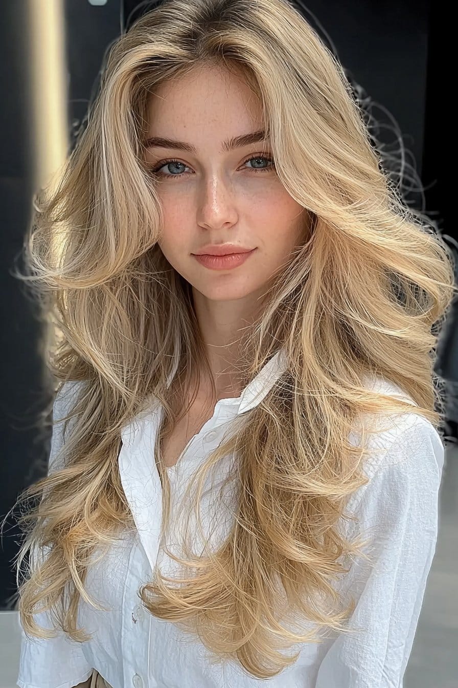 Sunlit after-sun blonde highlights glow as spring summer hair colors.