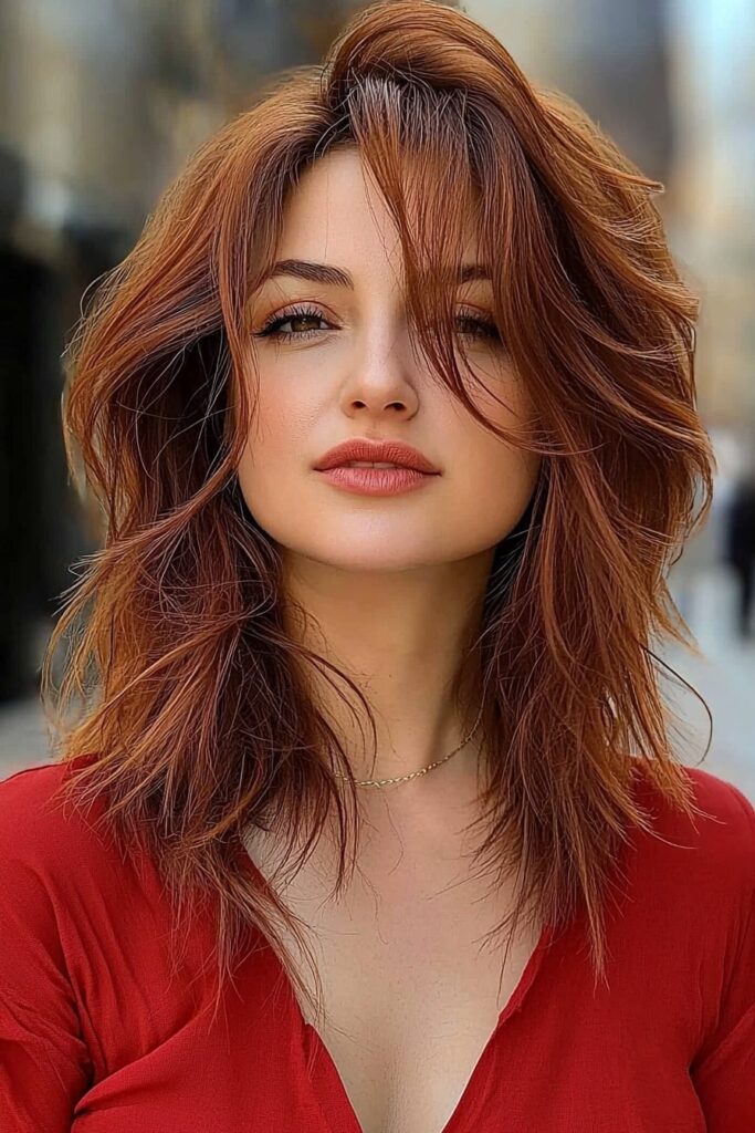 Asymmetrical wolf cut straight hair with unique angles