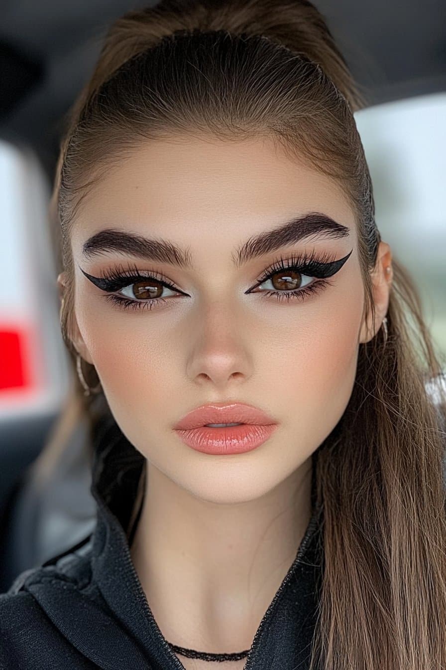 Fierce bold winged liner ruling statement baddie makeup looks.