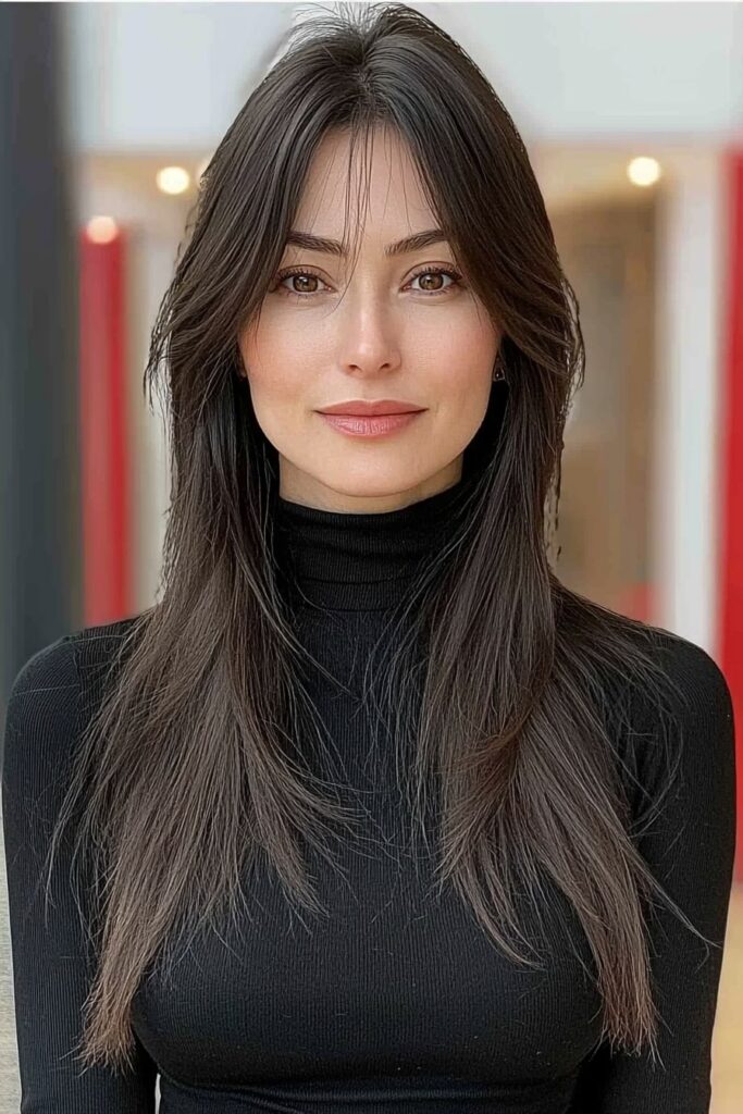 Classic wolf cut straight hair for timeless elegance