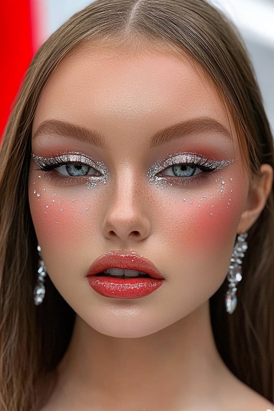 Crystal tear drops crazy makeup looks trend.