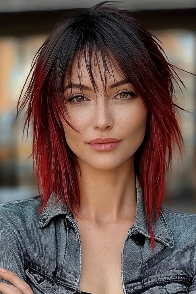 Edgy wolf cut straight hair for bold statements.
