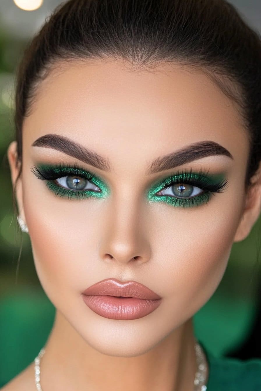 Emerald smoke indie makeup looks trend.