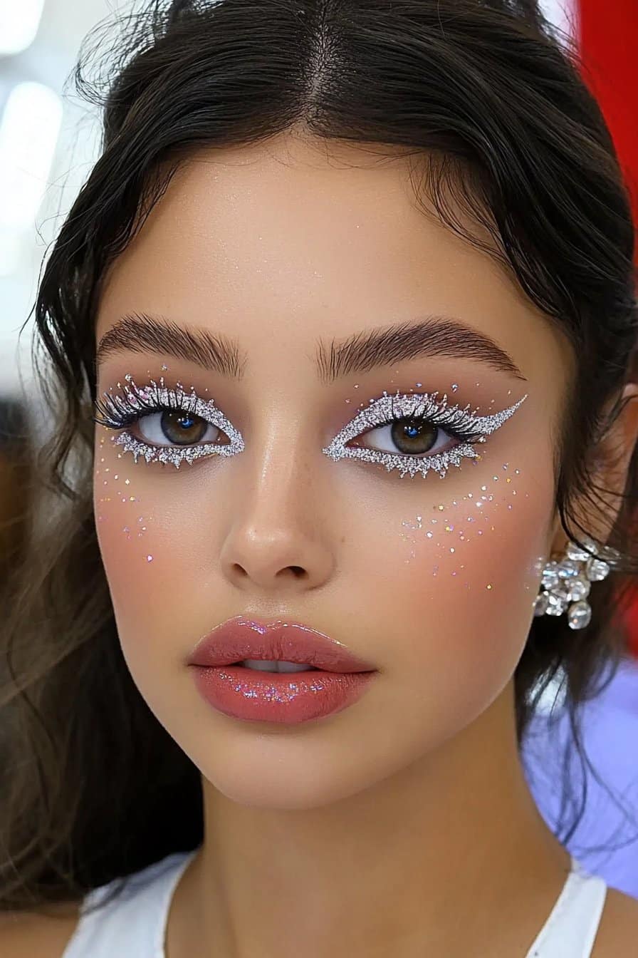 Euphoria-inspired glitter crazy makeup looks.