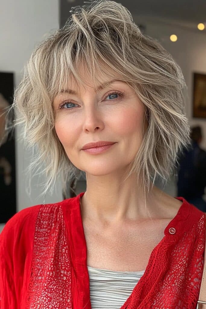 Fine hair transformation: Medium shaggy layers elevate women over 60