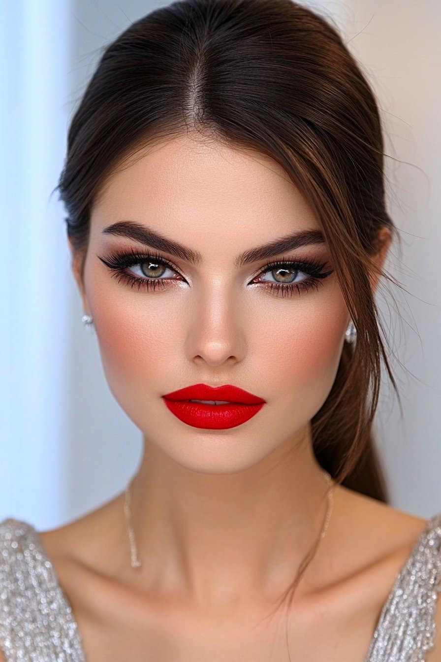 Timeless red lip for flawless makeup looks.