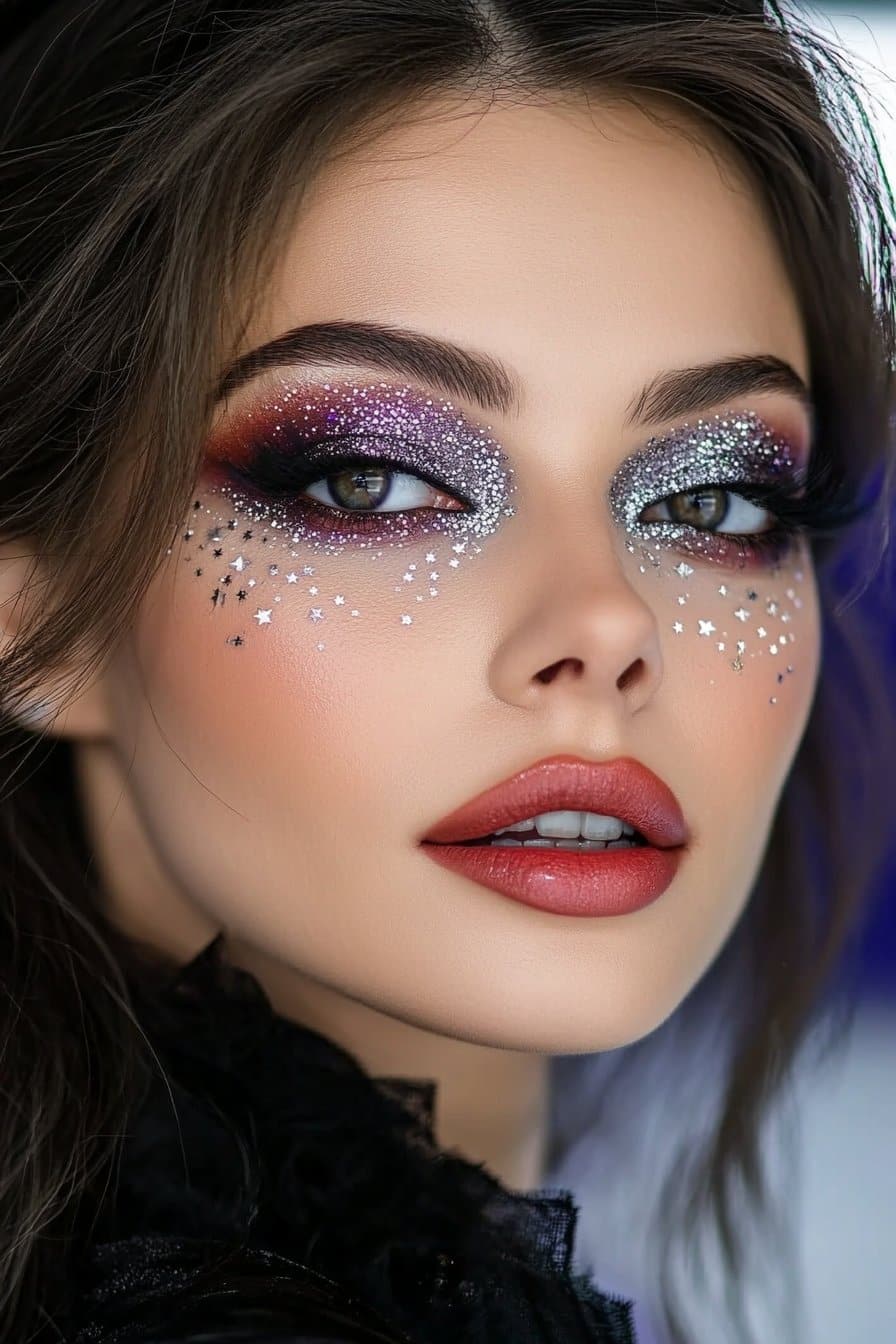 Glitter constellation crazy makeup looks.