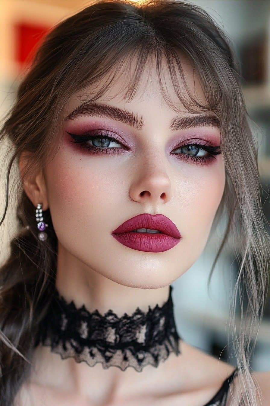 Gothic mauve mystique goth makeup look