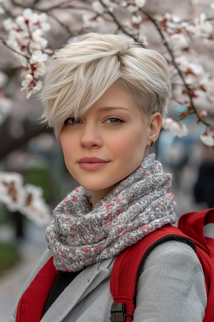 Layered crown low-maintenance choppy pixie cut over 50
