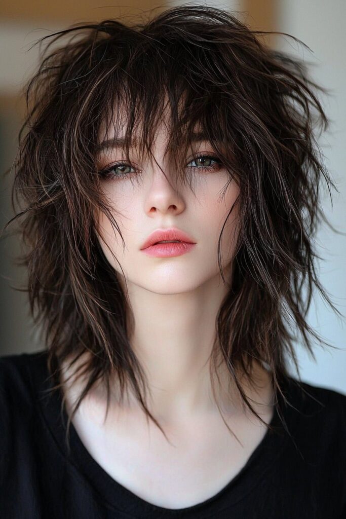 Perfectly imperfect messy layered wolf cut for a carefree style