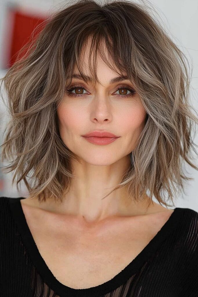 Modern shag layered bob hairstyles for over 60.