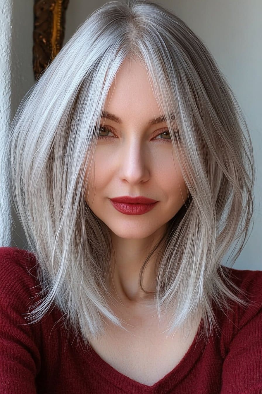 Seamless natural silver transitions shine in spring summer hair colors.