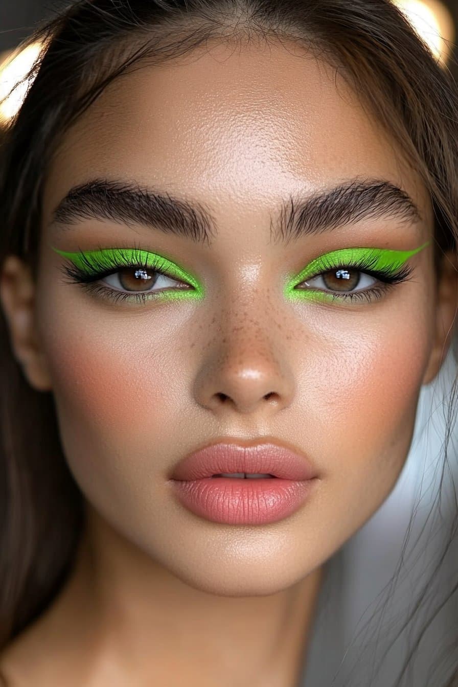 Neon liner indie makeup looks trend.