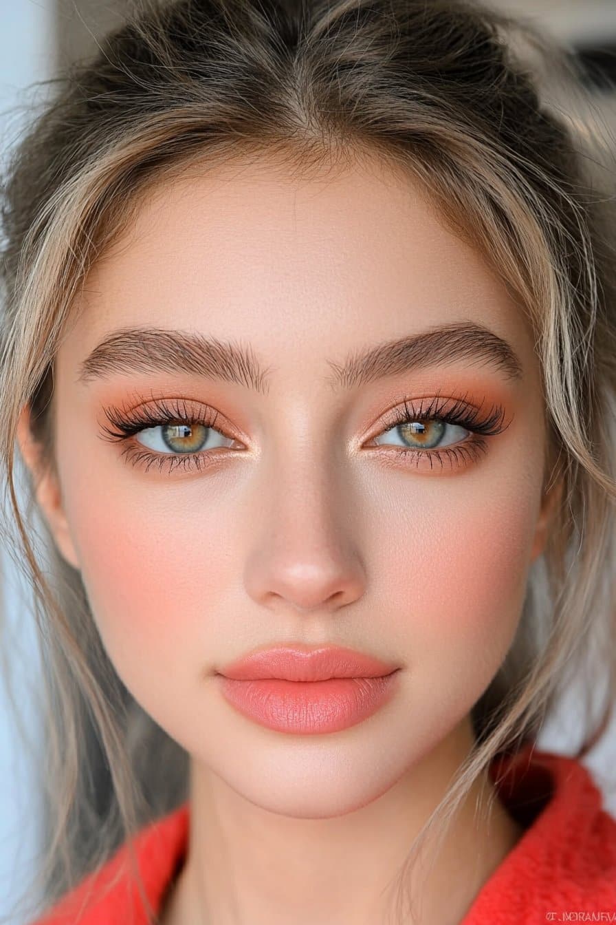 Peach-toned flawless makeup looks for 2025.