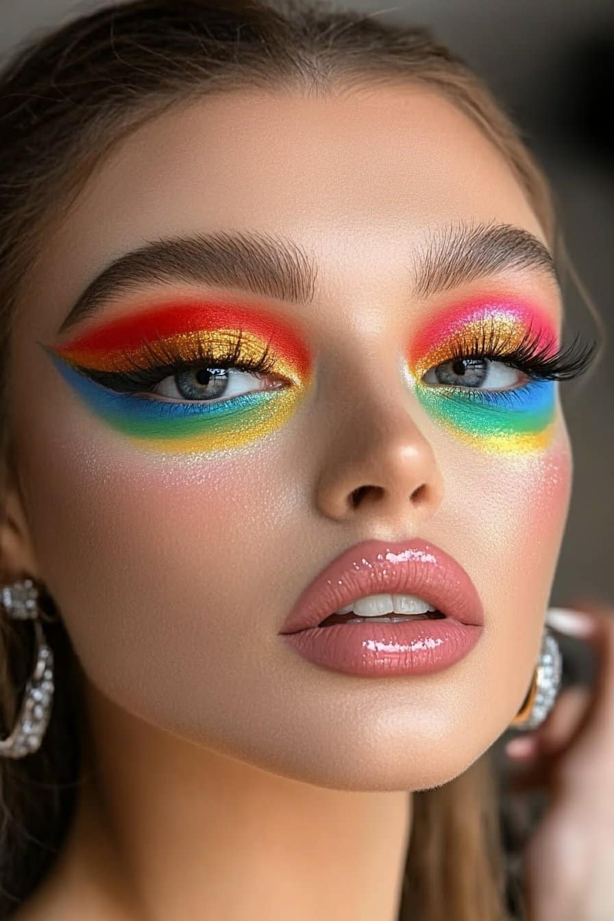 Rainbow cut crease crazy makeup looks