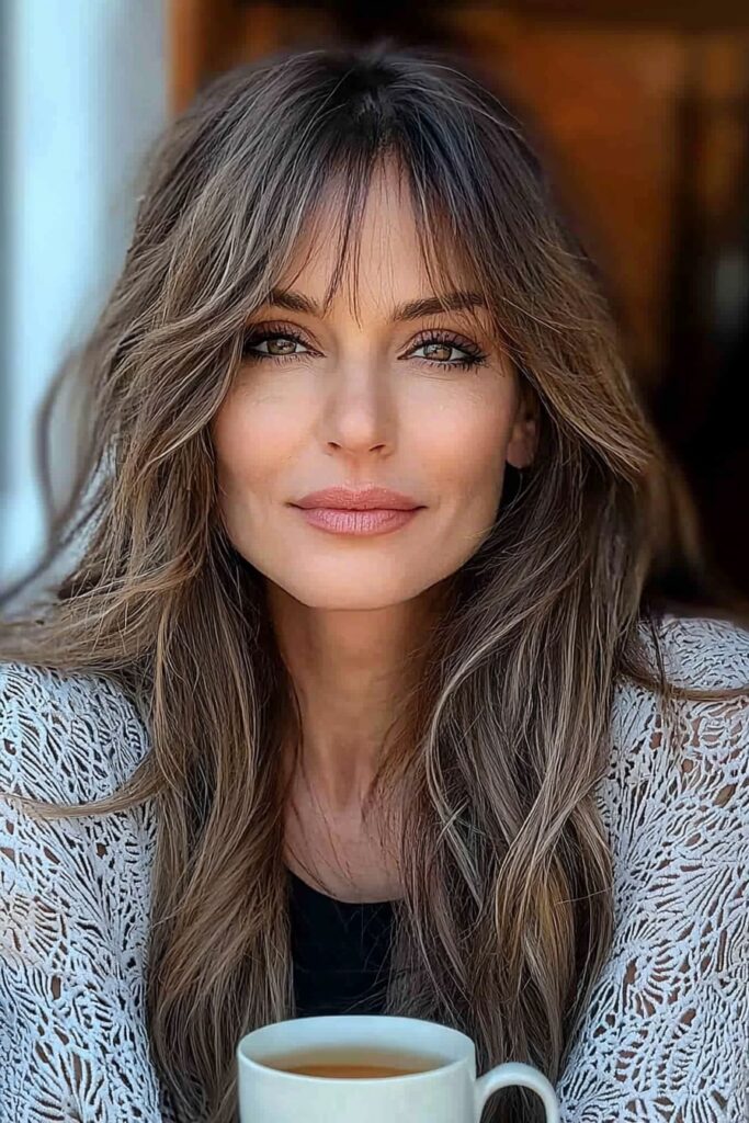 Subtle layers in wolf cut straight hair