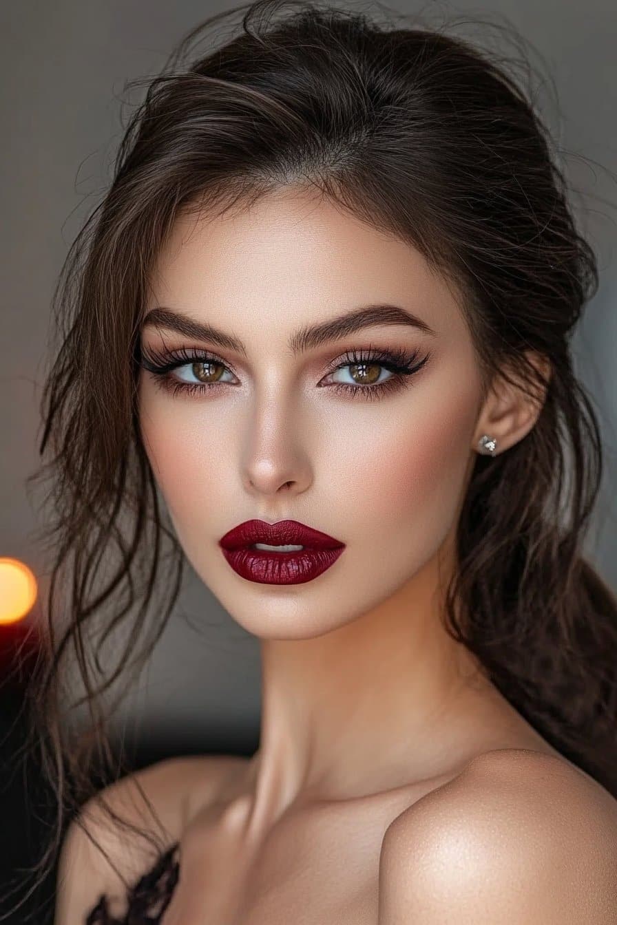 Vampy wine seduction goth makeup look