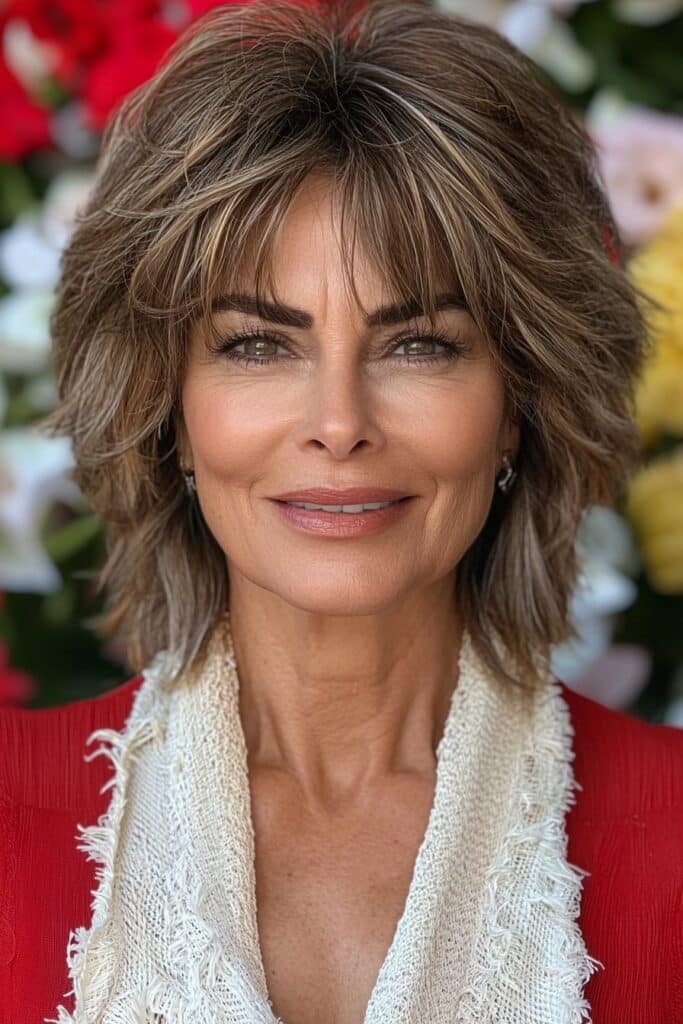 Age-defying medium shaggy crown Voluminous layers for women over 60