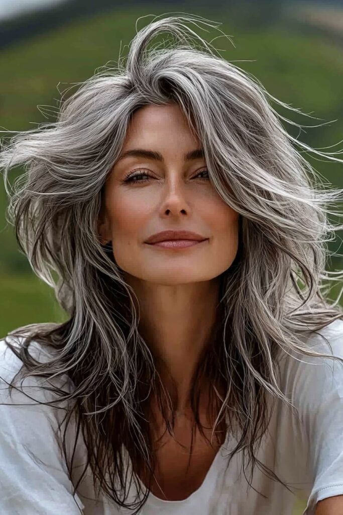 Wispy layered wolf cut straight hair idea