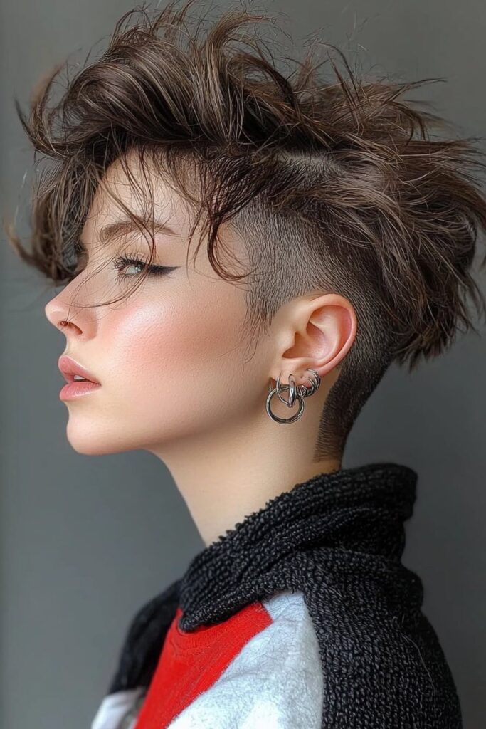 Fierce layered wolf cut featuring a trendy undercut