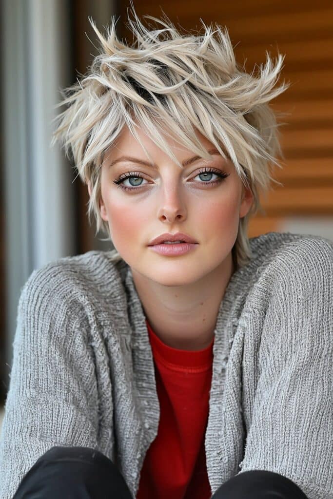 Tousled low-maintenance choppy pixie cut over 50 hairstyle