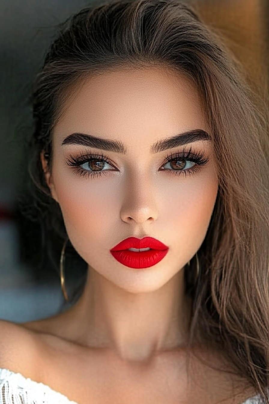 Classic Latina makeup looks with bold red lips