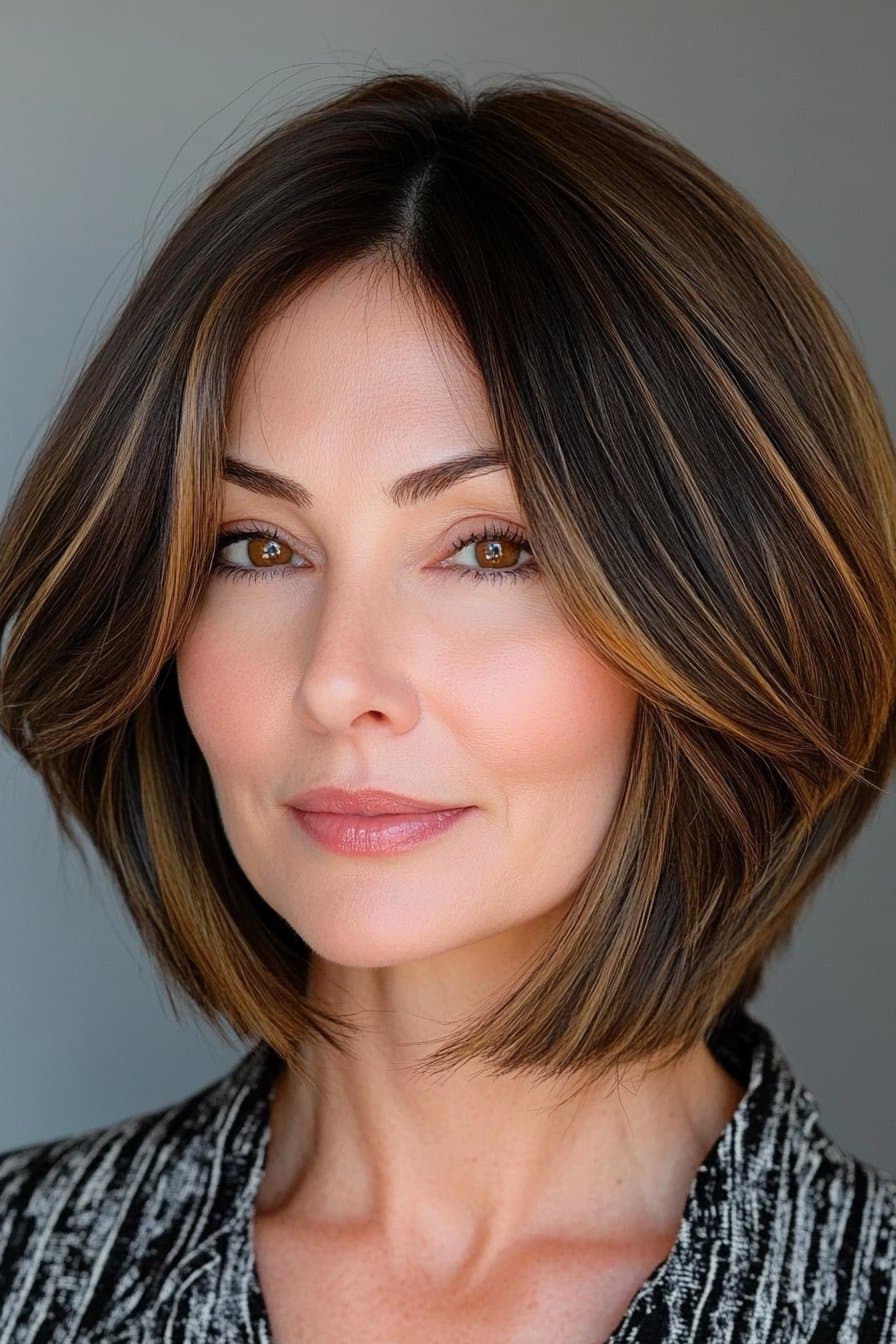 Elegant classic rounded stacked bob for mature women