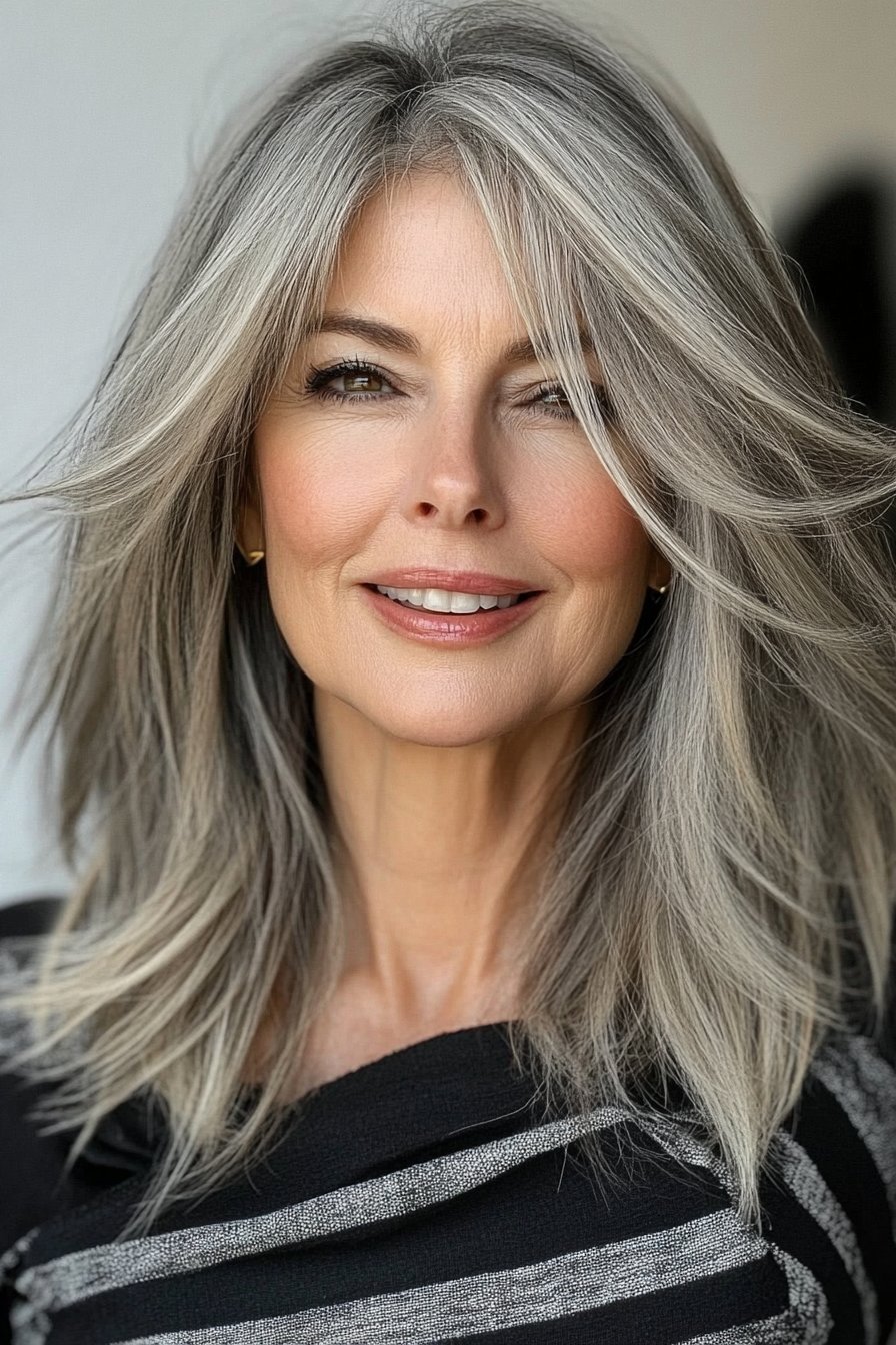 Elegant and timeless medium length hairstyles for women over 50 with natural volume