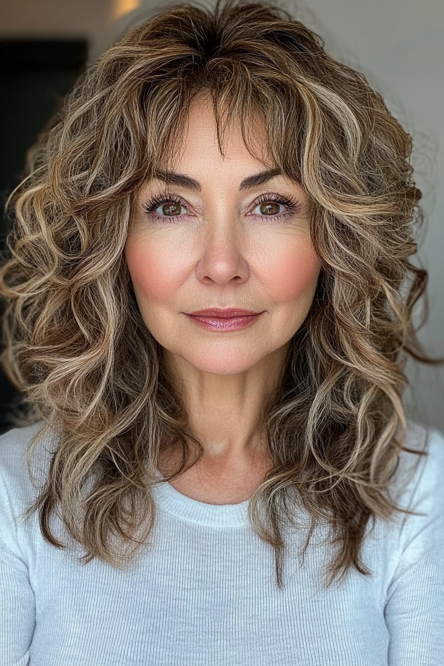 Curly layered hairstyles for women over 50 with thin hair