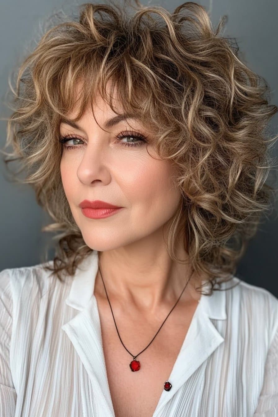 Voluminous curly stacked bob hairstyles for over 50