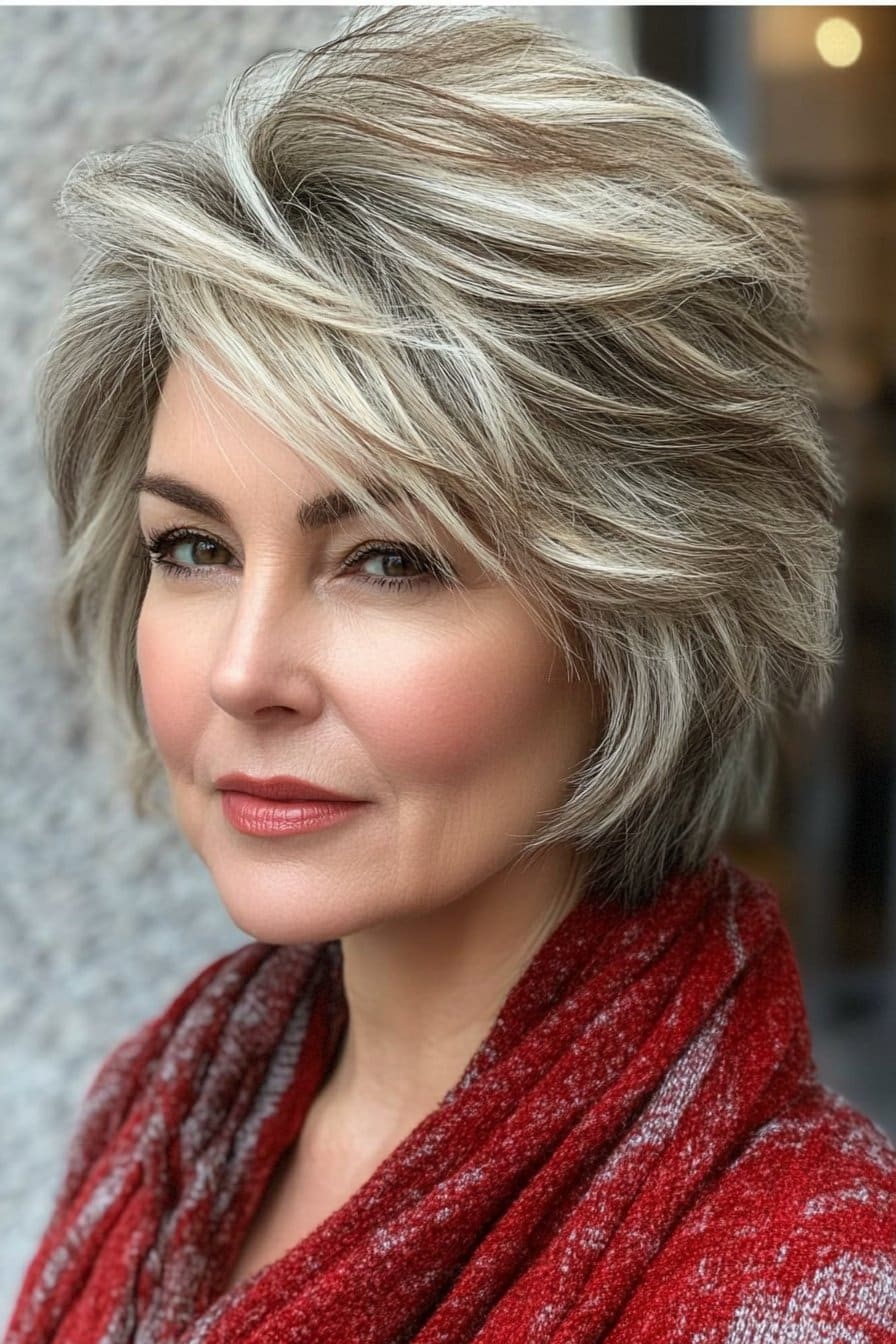 Short-to-medium length hairstyles for women over 50 with a modern, layered cut