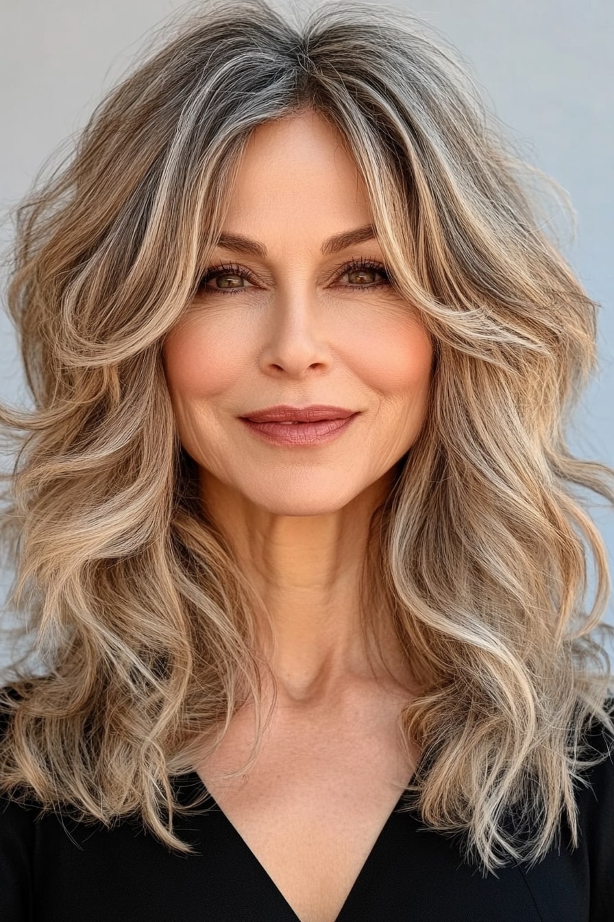 Face-framing layered hairstyles for women over 50 with thin hair