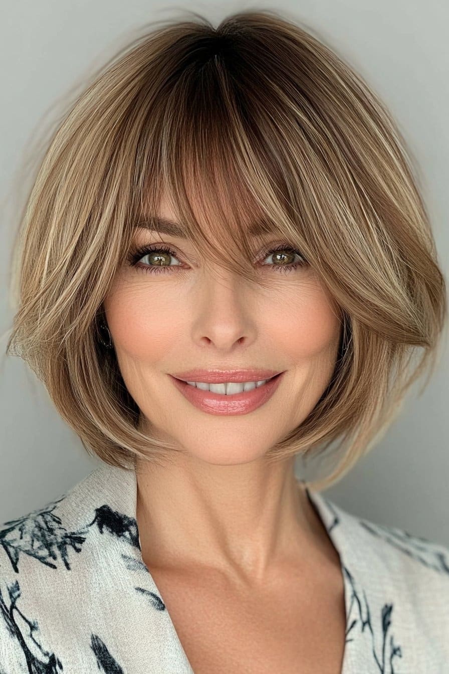 Face-framing stacked bob cut to flatter women over 50