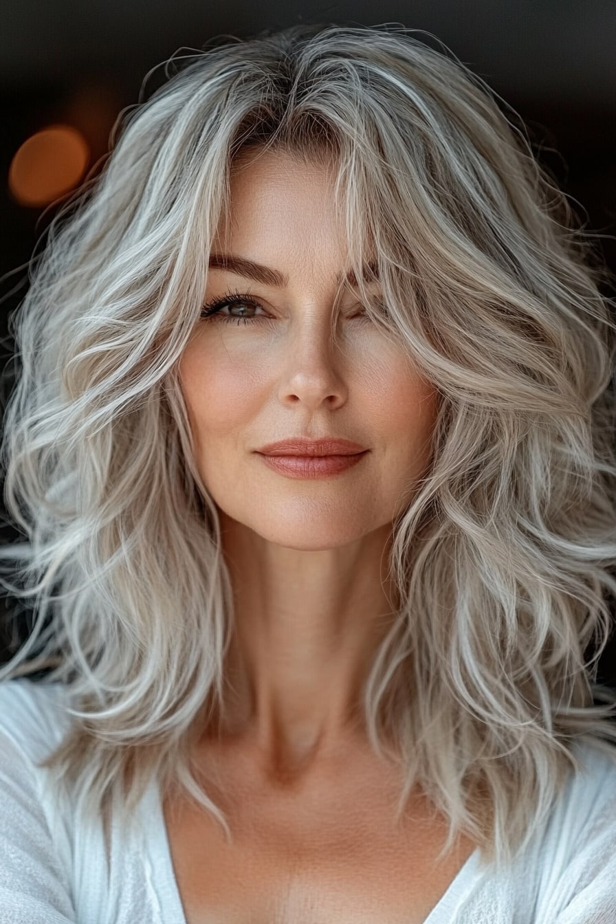 Feathered layered hairstyles for women over 50 with thin hair