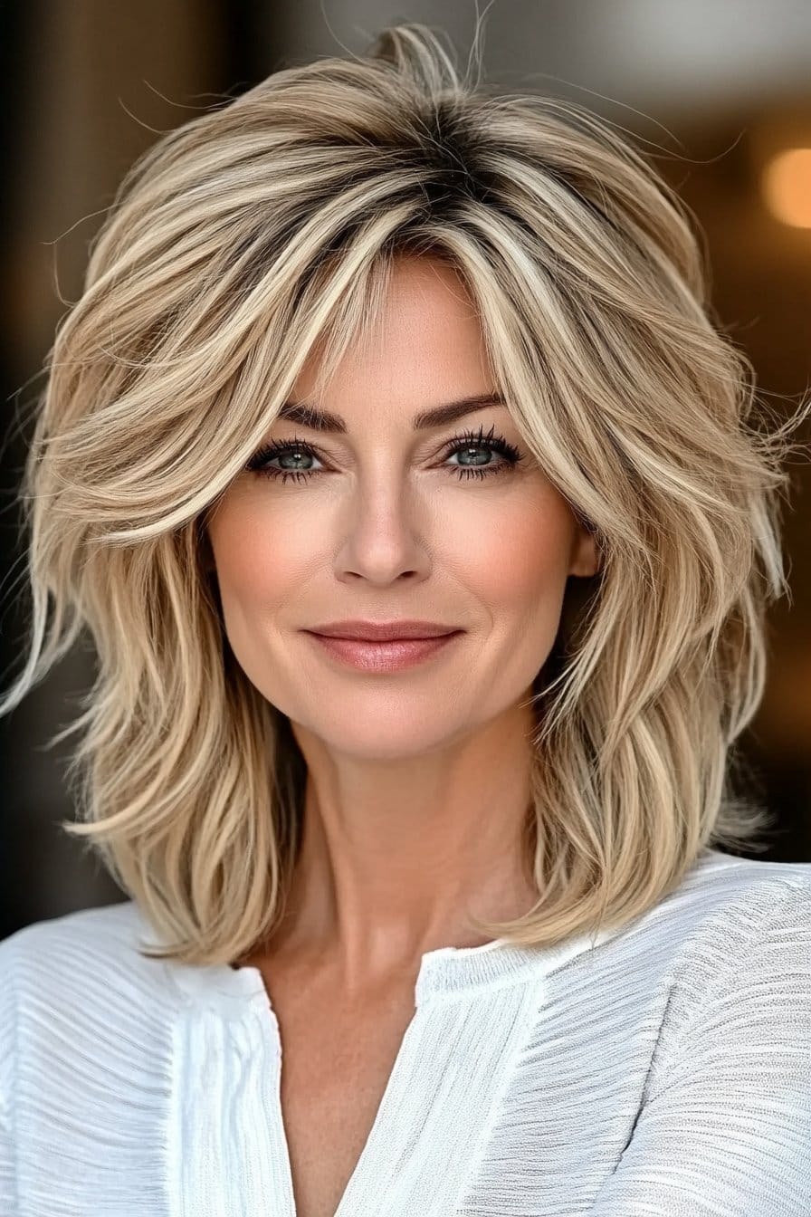Soft feathered stacked bob hairstyles for youthful look