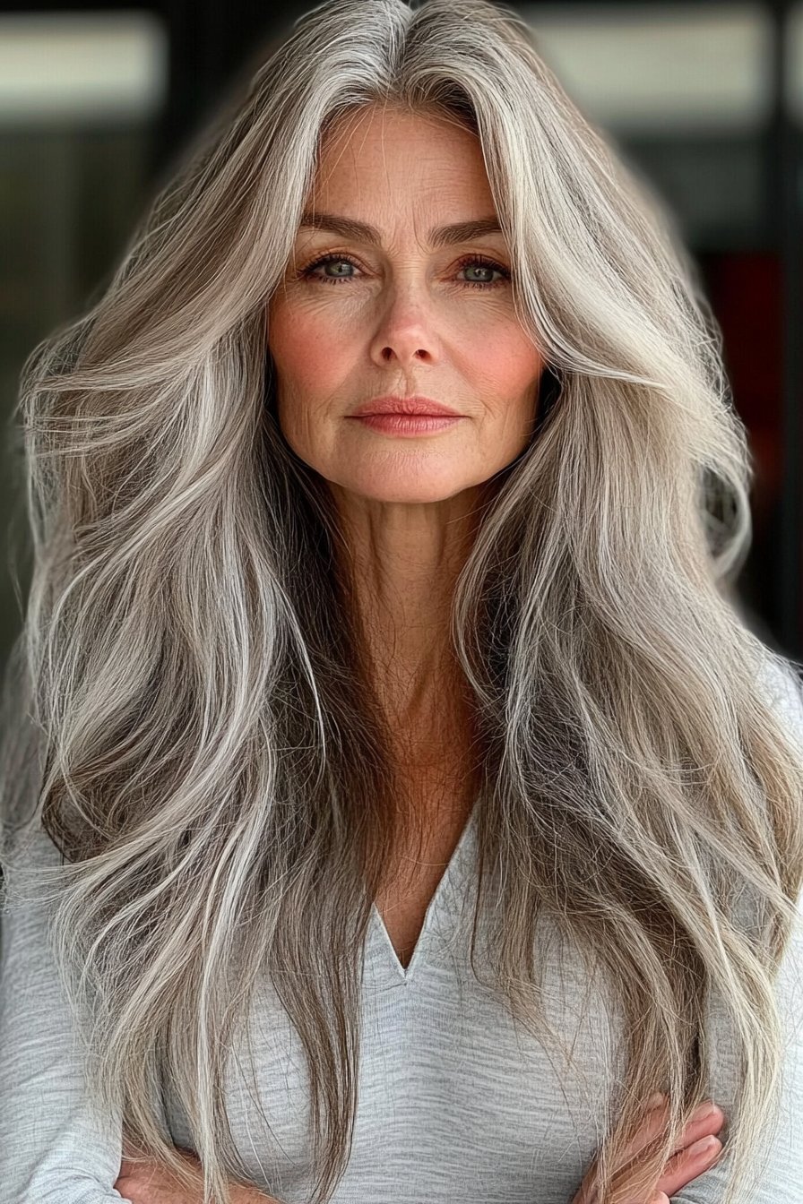 Soft and elegant medium length hairstyles for women over 50 with natural-looking movement
