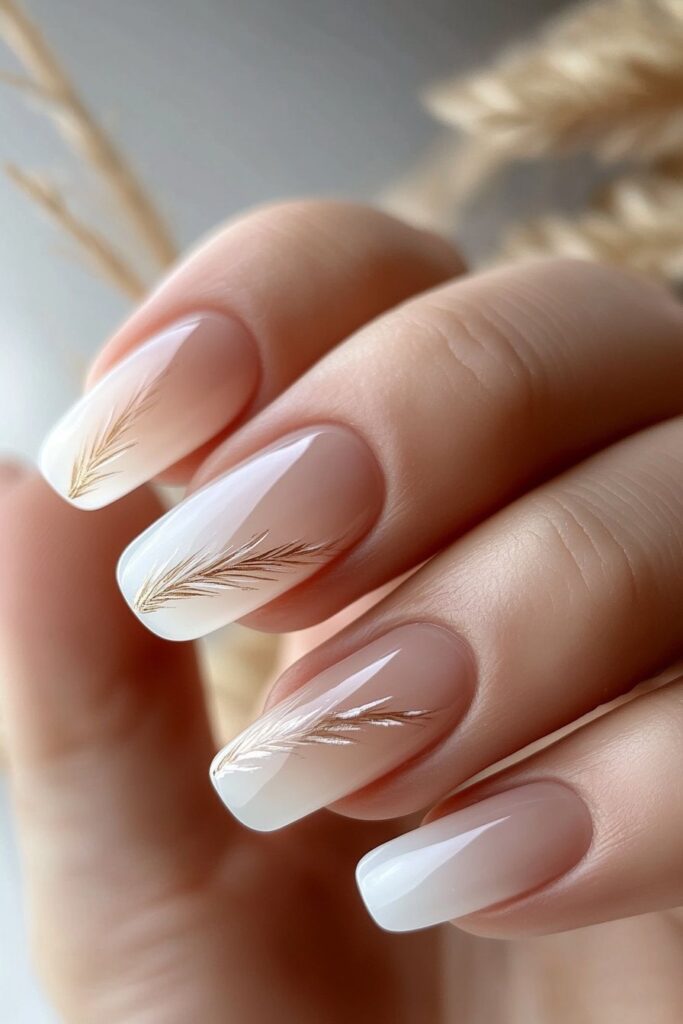 Chic almond-shaped nails with a minimalist wave pattern, featuring thin, flowing lines in soft or bold colors for a relaxed look.