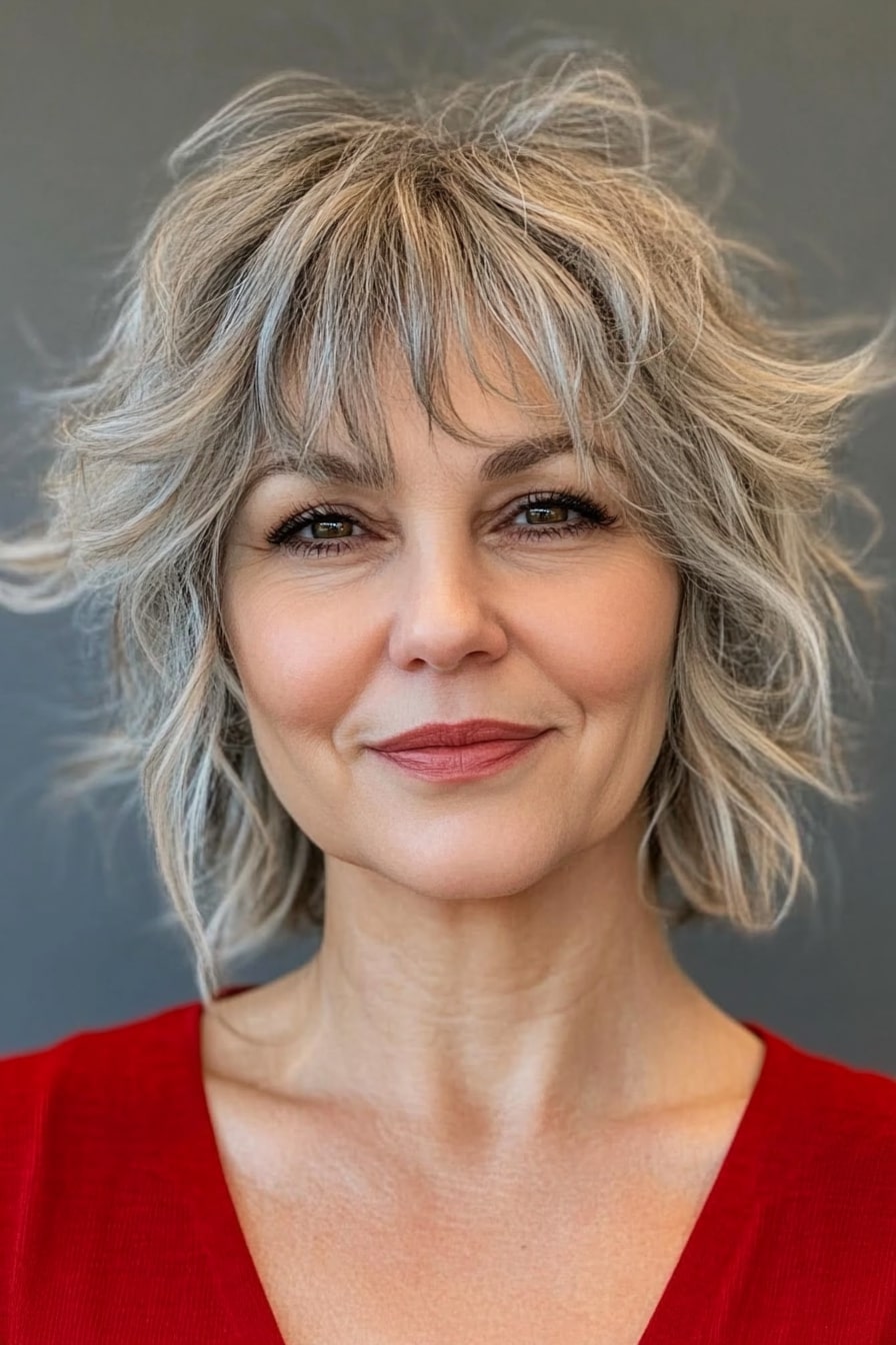 Short shaggy layered hairstyles for women over 50 with thin hair