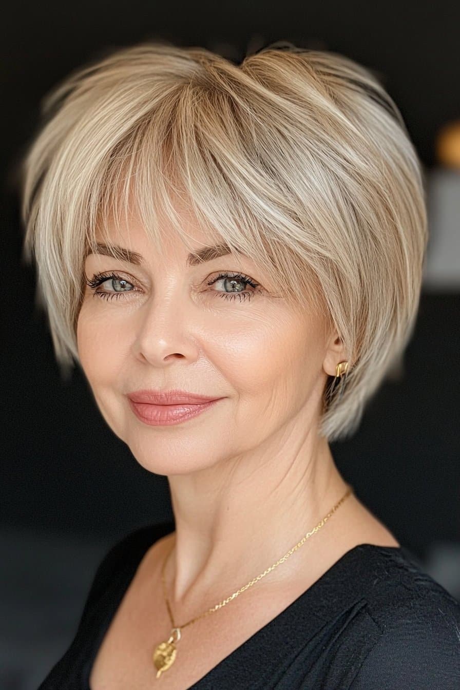 Classic short stacked bob hairstyles for women over 50