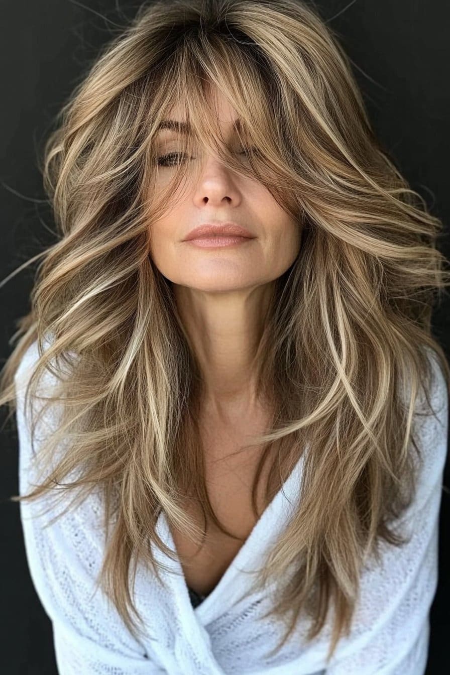 Soft and bouncy medium length hairstyles for women over 50 with dynamic layers