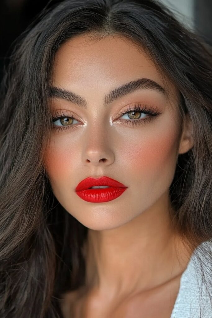 Classic red lip prom makeup looks