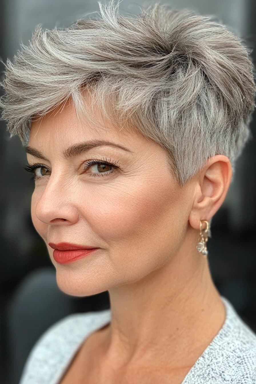 Tapered pixie with texture for women over 50